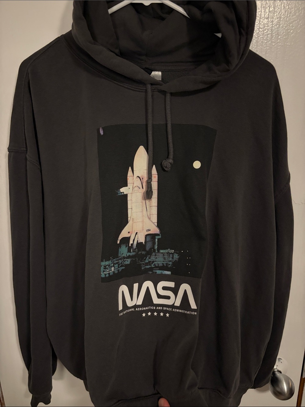 H&M Black NASA Space Shuttle Graphic Hoodie